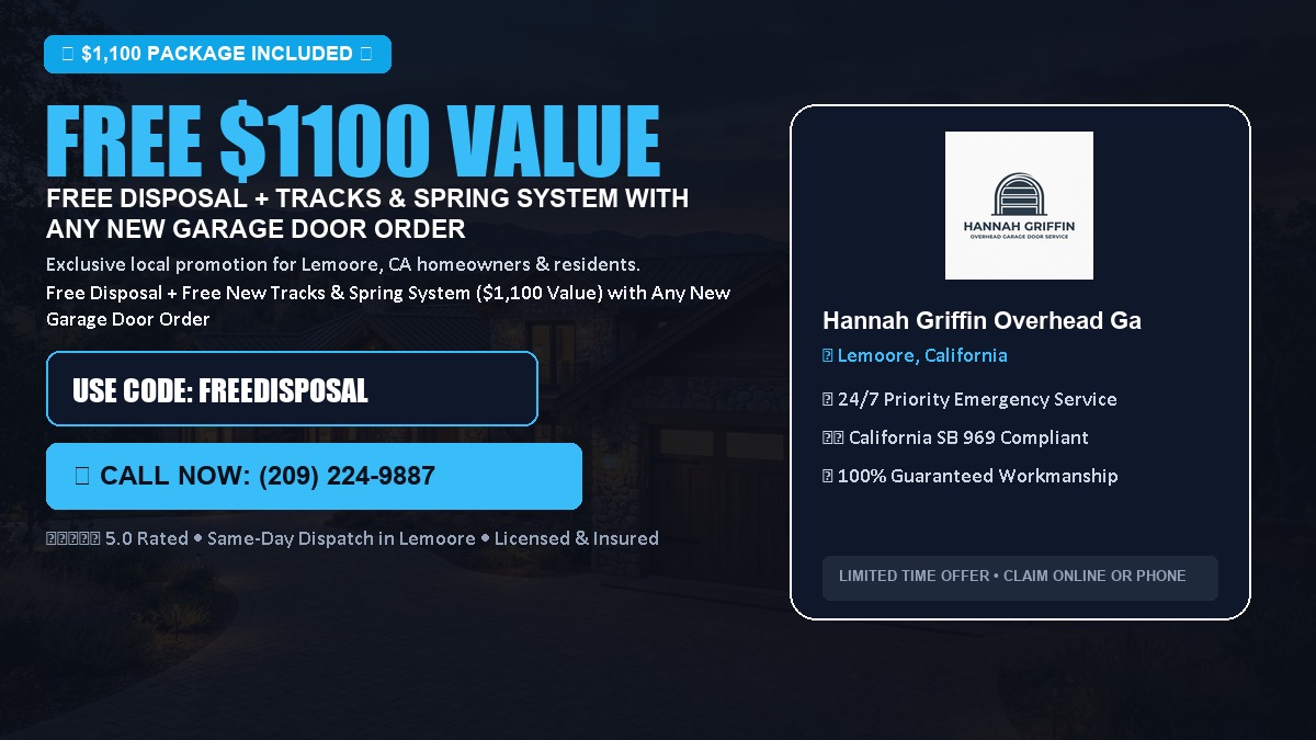 Free Disposal + Free New Tracks & Spring System with Any New Garage Door Order ($1100 Value) in Lemoore, CA